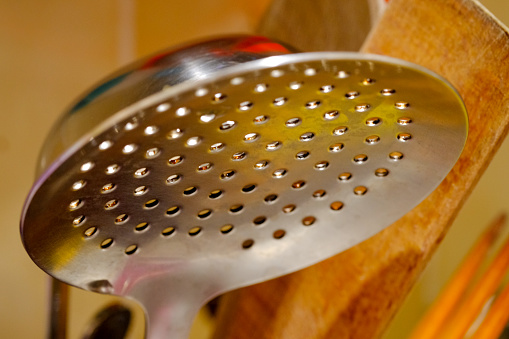 metal skimmer in the kitchen