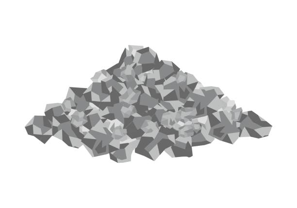 ilustrações de stock, clip art, desenhos animados e ícones de isometric vector illustration gravel pile isolated on white background. heap of gravel colorful vector icon. crushed and stones in flat cartoon style. construction and building material. - rock stone stack textured