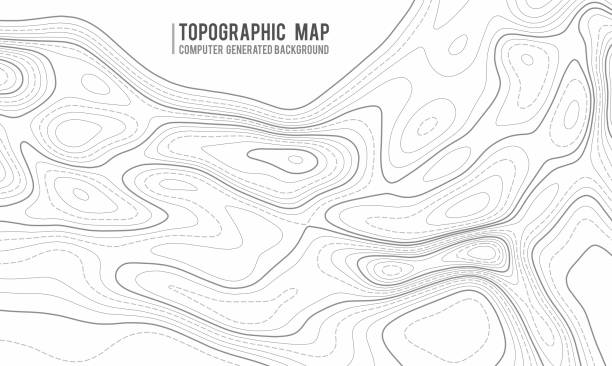 지형지도 윤곽 배경. 표고가 있는 토포 맵입니다. 윤곽 맵 벡터입니다. 지리적 세계 지형지도 그리드 추상 벡터 일러스트레이션 . 산악 하이킹 트레일 라인 맵 디자인. - topographic map compass map chart stock illustrations