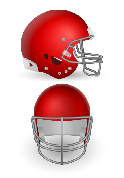 축구 헬멧 세트 - sports helmet face mask vector sports equipment stock illustrations