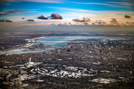 Urban area of Montreal, Quebec seen from high above.