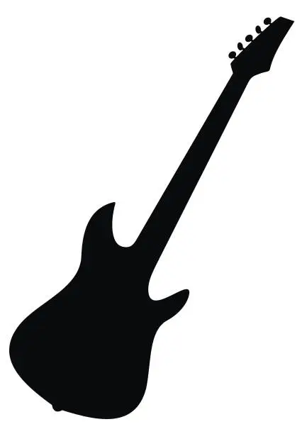 Vector illustration of Electric guitar, black silhouette, vector icon
