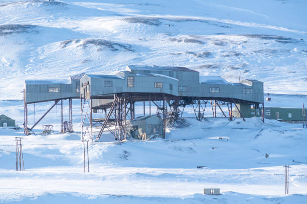 Longyearbyen cable car service center, Svalbard stock photo