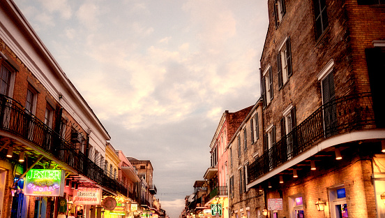 Mardi Gras in Bourbon street, French Quarter, New Orleans, Louisiana.