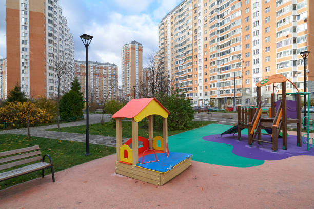 Colorful children's playground on luxury resort hotel