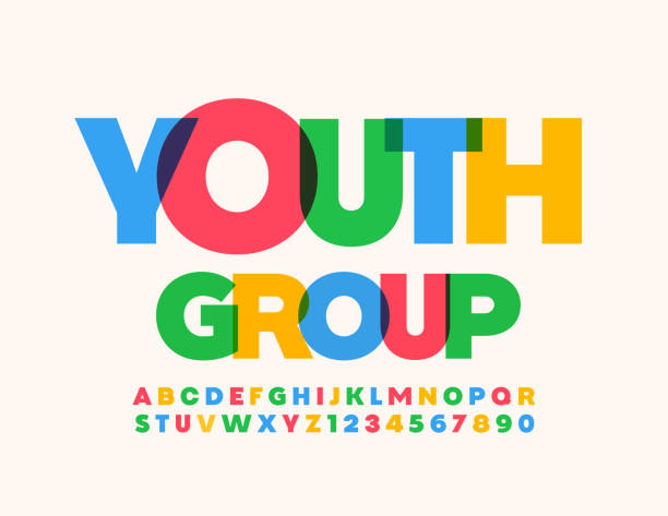 Vector Creative Banner Youth Group Colorful Alphabet Letters And Numbers Set Stock Illustration - Download Image Now - iStock