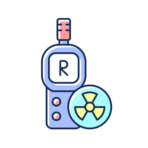 Radiation dosimeter RGB color icon Radiation dosimeter RGB color icon. Geiger counter. Measuring external ionizing radiation dose uptake. Radioactive materials. Handheld, laboratory instrument. Isolated vector illustration radiation dosimeter stock illustrations