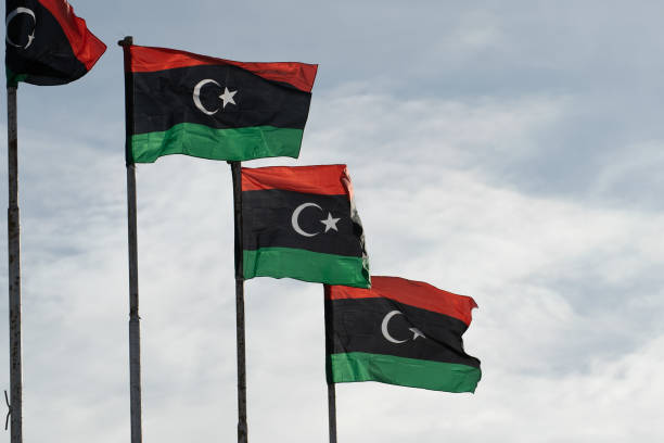 bandera del estado de libia - libyan flag fotografías e imágenes de stock