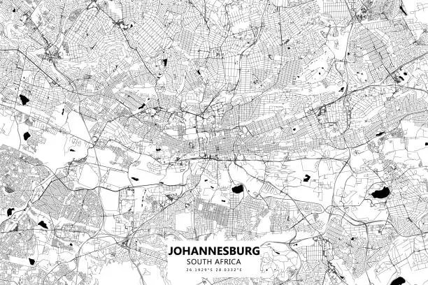Vector illustration of Johannesburg, South Africa Vector Map