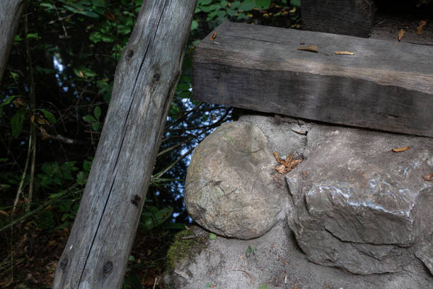 istock Details from wood and stone bridge 1293195392