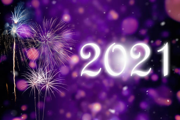 istock Abstract Defocused Celebration New Years 2021 - Fireworks In The Sky. 3d illustration 1293199655