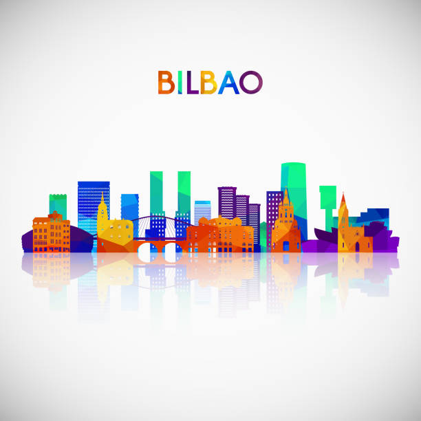 Bilbao skyline silhouette in colorful geometric style. Symbol for your design. Vector illustration. Bilbao skyline silhouette in colorful geometric style. Symbol for your design. Vector illustration. bilbao-spain stock illustrations