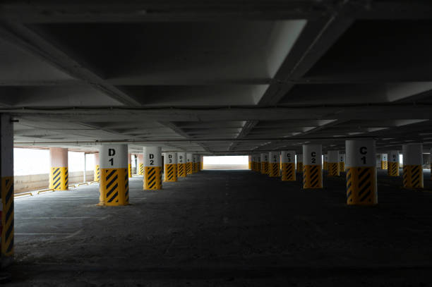 Empty indoor car parking space stock photo stock photo