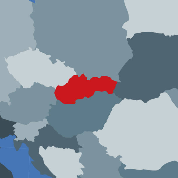 istock Shape of the Slovakia in context of neighbour countries. 1293210225