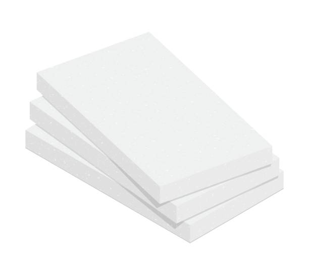 Stack of expanded polystyrene insulation material isolated on white background. Styrofoam board flat vector icon. Vector illustration XPS insulator for heat cold protection. 3D cartoon EPS foam sheets Stack of expanded polystyrene insulation material isolated on white background. Styrofoam board flat vector icon. Vector illustration XPS insulator for heat cold protection. 3D cartoon EPS foam sheets sheet bedding stock illustrations