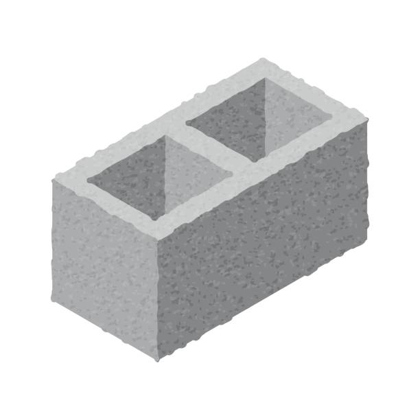 blok izometrycznego żużla izolowany na białym tle. szara cegła. ikona betonowego bloku konstrukcyjnego. budowlane. płaska ilustracja ikony bloku izometrycznego izometrycznego cementu 3d. - brick single object solid construction material stock illustrations
