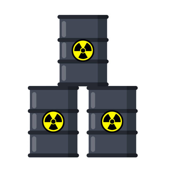 stos beczki paliwa radioaktywnego. niebezpieczny obiekt. problemy ekologii - nuclear power station danger symbol radioactive stock illustrations