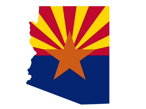 Arizona map and flag vector illustration of Arizona map and flag Arizona stock illustrations