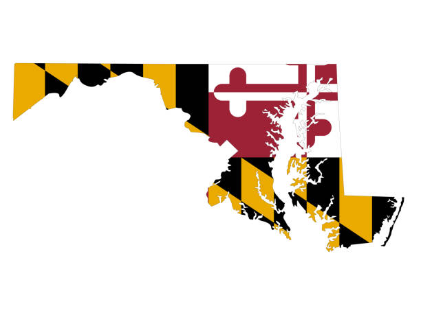 mapa i flaga maryland - maryland map vector shape stock illustrations