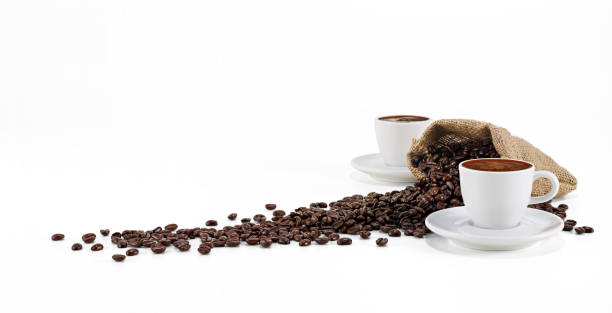 sack of coffee beans and esspresso