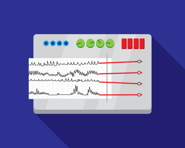 ilustraciones, imágenes clip art, dibujos animados e iconos de stock de detector de mentiras plano - artificial true exam blue