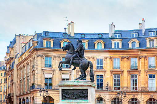 Place des Victoires with statue of Louis XIV, Paris.