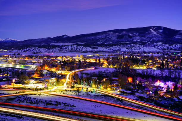 istock Gypsum Colorado in Winter Dusk Night View 1293244231