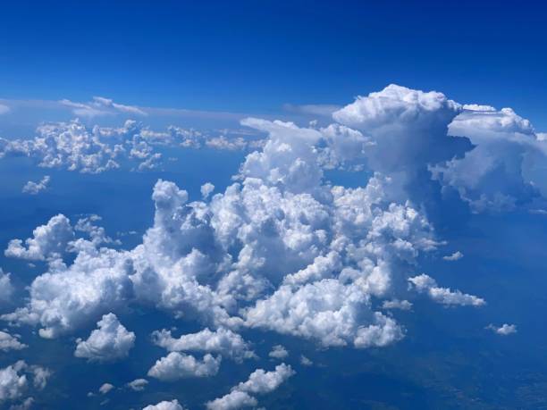 Photo of Clouds in heaven, Cumulus puffy cloud blue sky, atmosphere, weather, flight.
