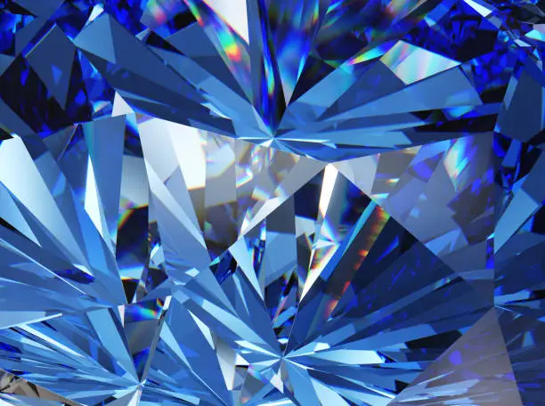 Blue topaz or diamond close-up. 3d