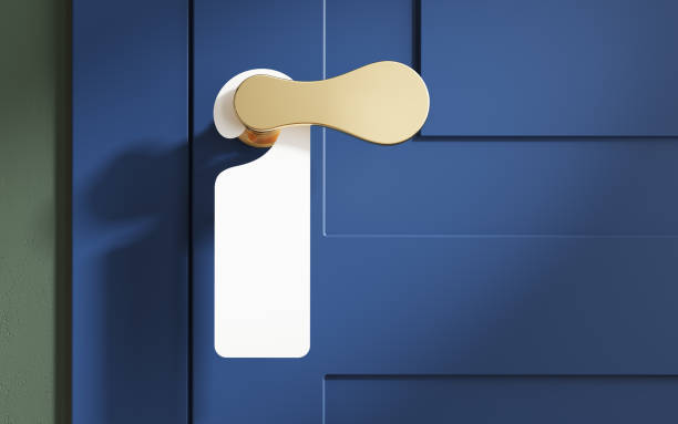 istock Classic door with empty label 