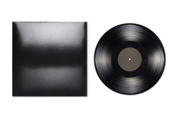 istock Vinyl LP record with cardboard cover on white background. 1293283833