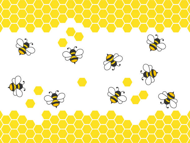 fliegende bienen mit waben. - activity animal bee beeswax stock-grafiken, -clipart, -cartoons und -symbole