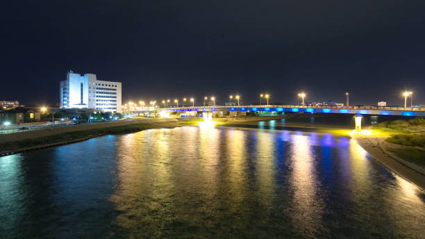 istock Modern Building and Illuminated Bridge, Atyrau 1293287148