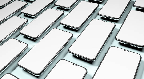 istock Smart phones in patterns on light blue background 1293289143