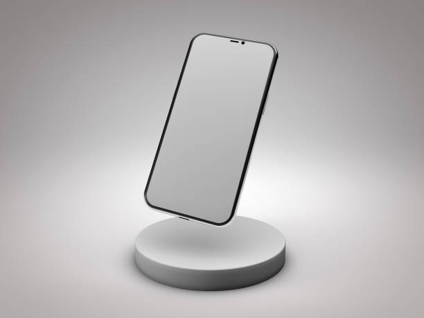 istock Smart phone on a podium in gray tones 1293289146