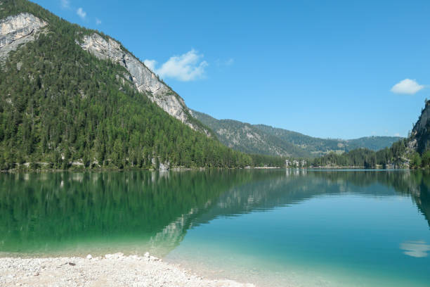 istock Pragser Wildsee - A panoramic view on a lake in South Tirolian Dolomites. High mountain chains around the lake 1293296495