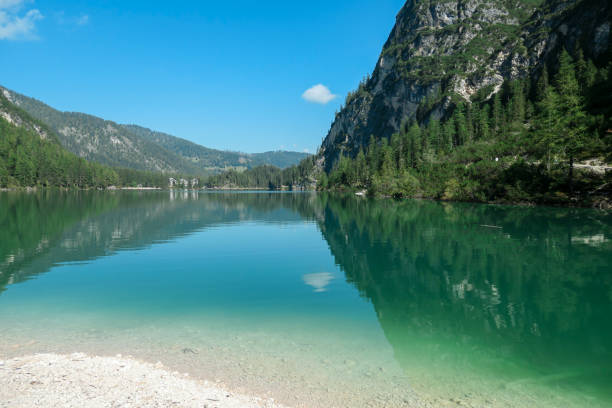 istock Pragser Wildsee - A panoramic view on a lake in South Tirolian Dolomites. High mountain chains around the lake 1293296524