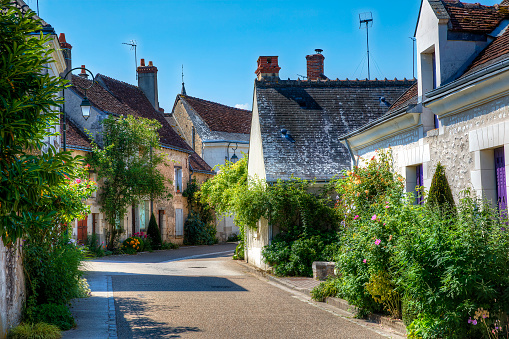 Street in the beautiful village of Chedigny in the Loire Valley, France
