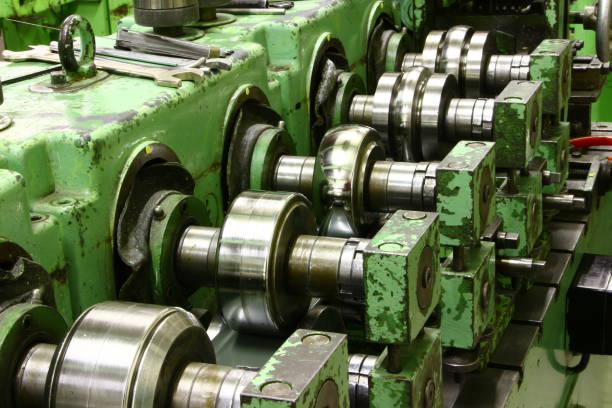 istock Detail of a roller profiling machine 1293299623