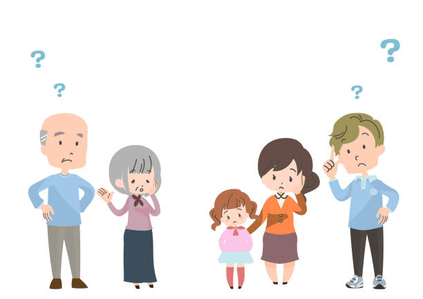 ilustrações, clipart, desenhos animados e ícones de copiar espaço com pessoas em dúvida - listening child grandfather family