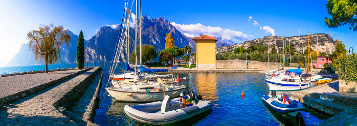 idyllic nature scenery. Wonderful lake Lago di Garda. Torbole. Northern Italy