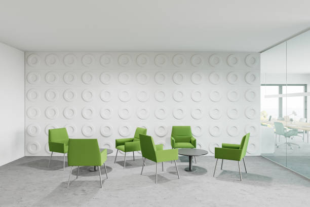 istock White office waiting room with green armchairs 1293302275