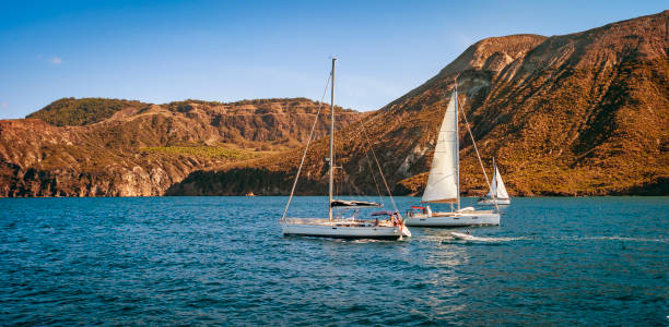 Aeolian island coastline, Mediterranean Sea. Color image stock photo