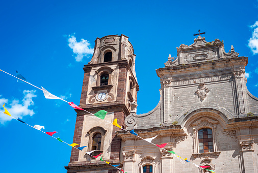 St. Bartolomeo cathedral facade, Lipari. Color image