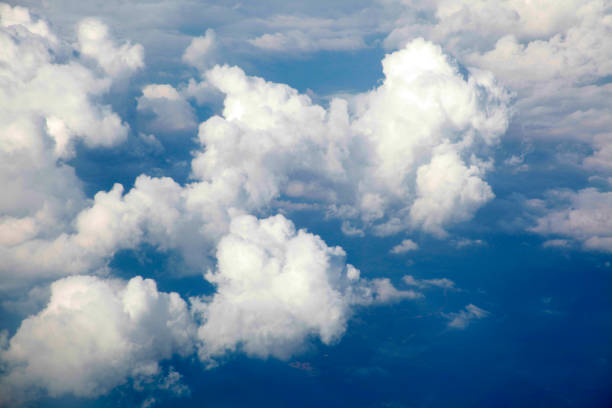 above the stratosphere. blue sea and clouds. - cloud cloudscape stratosphere above imagens e fotografias de stock