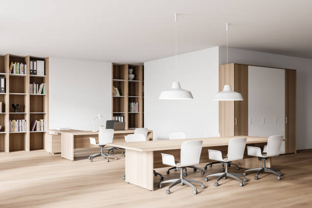 istock White and wooden meeting room corner 1293305041