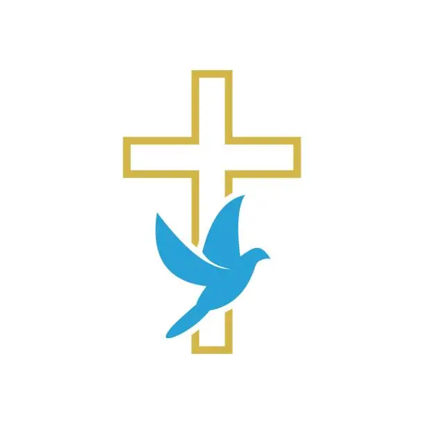 Vector illustration of church Christian logo design template. Christian symbols icon. vector illustration