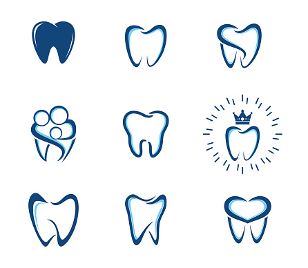 Dental icon set, dental medicine symbol, vector illustration