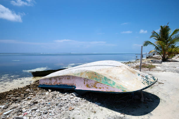 istock Fishing boat on tropical beach 1293313179