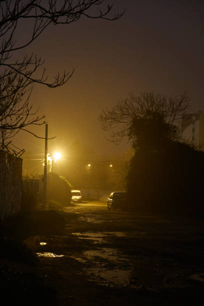 istock Fog falls at night on a Madrid street. Spain 1293314505